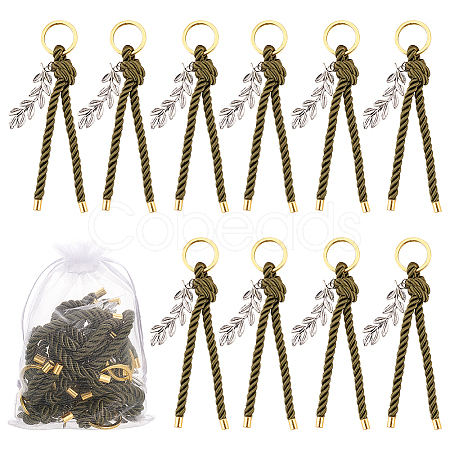 Polyester Cord First Communion Christening Keychain with Alloy Olive Branch for Baptism Favors Gift KEYC-AB00032-1