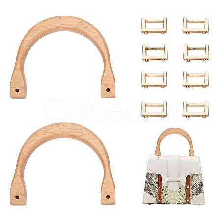 2Pcs Wooden U-shaped Bag Handles FIND-WR0008-22-1
