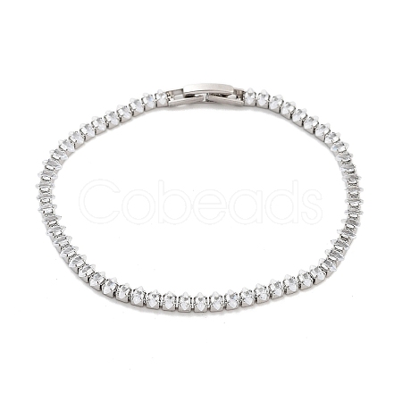 Brass Pave Clear Cubic Zirconia Horse Eye Link Bracelets BJEW-B094-03A-P-1