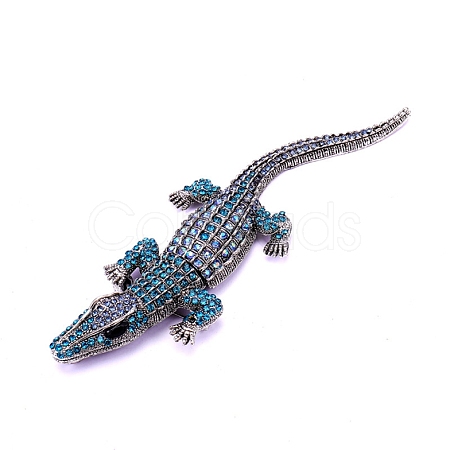 Alloy Rhinestones Alligator Brooches JEWB-S022-07C-1