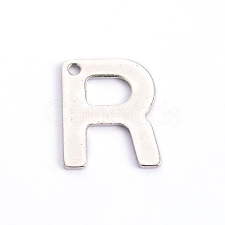 Tarnish Resistant 304 Stainless Steel Letter Charms STAS-O072-R-1