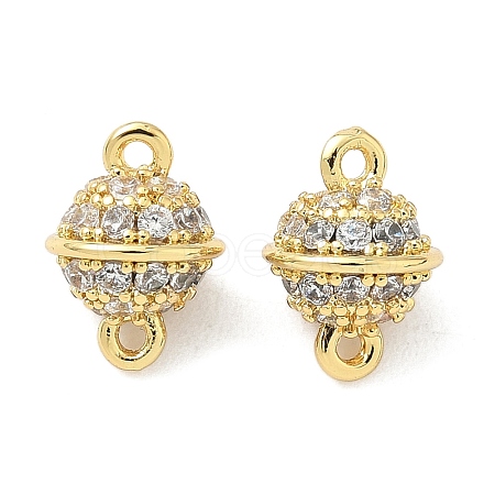 Brass Micro Pave Clear Cubic Zirconia Bell Connector Charms KK-Z120-32G-1