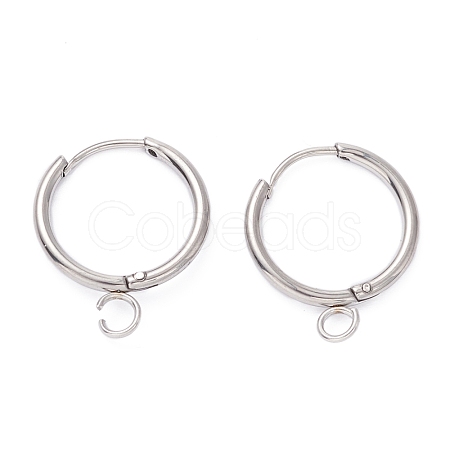 Tarnish Resistant 201 Stainless Steel Huggie Hoop Earring Findings STAS-P283-01P-P-1
