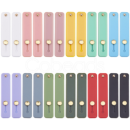 24Pcs 12 Colors Rectangle Silicone Phone Strap Grip Holder Finger AJEW-FH0008-81-1