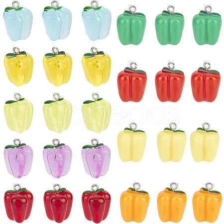 36Pcs 9 Colors Resin Imitation Vegetable Pendants RESI-SC0003-13-1