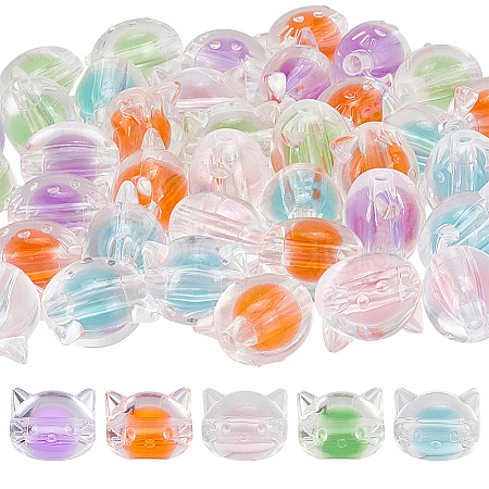 5 Bags 5 Colors Transparent Acrylic Beads MACR-WR0001-02-1