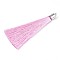 Fiber Tassel Big Pendant Decorations, with Platinum Plated Brass Finding, Pearl Pink, 70~73x7~25mm, Hole: 1.8mm