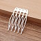 Iron Hair Comb Findings, with Loops, Silver, 40x27x0.8mm