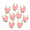 Alloy Enamel Charms, Cadmium Free & Lead Free, Heart with Initial Letters, Light Gold, Hot Pink, Letter.Y, 14.5x11.5x4.5mm, Hole: 2mm