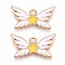 Alloy Enamel Pendants, Cadmium Free & Lead Free, Light Gold, Star with Wing Charm, White, 13x24x1.5mm, Hole: 1.8~2mm