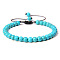 Synthetic Turquoise Round Bead Adjustable Braided Bracelets, 6mm