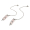 Natural Rose Quartz Pointed Dowsing Pendulums, with Rack Plating Platinum Brass Findings, Long-Lasting Plated, Lead Free & Cadmium Free, Cone, 235mm