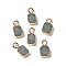 Natural Amazonite Rectangle Charms, with Golden Tone Brass Edge, 9.5x5x2.5mm, Hole: 2mm