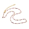 304 Stainless Steel Link Chain Necklaces, with Enamel and Lobster Claw Clasps, Golden, Orchid, 15.75 inch(40cm)