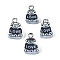 Handmade Polymer Clay Charms, with Platinum Tone Iron Loop, Bear with Word LOVE, Black, 13~14.5x9~11x4.5mm, Hole: 2mm