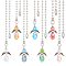 Faceted Glass Ceiling Fan Pull Chain Extenders, with Ironl Ball Chain, Angel, Mixed Color, 342mm, 7 colors, 1pc/color, 7pcs/set