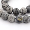 Frosted Natural Map Stone/Picasso Stone/Picasso Jasper Round Bead Strands G-M272-08-6mm-1