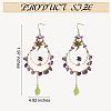 Natural Amethyst Chips Beaded Big Teardrop Dangle Earrings EJEW-SW00016-03-2