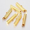Brass Slide On End Clasp Tubes X-KK-P031-12G-2