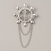 Naval Style Helm & Anchor Rhinestone Brooch for Men Women JEWB-WH0030-01P-1