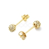 Round Brass Micro Pave Clear Cubic Zirconia Stud Earrings LS-EJEW-D311-107G-2