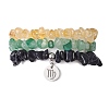 3Pcs 3 Styles Natural Citrine & Green Aventurine & Synthetic Blue Goldstone Chips Stretch Bracelets Sets BJEW-JB11076-08-1