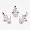 Natural Rose Quartz Pendants G-G651-A10-1