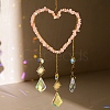 Heart Natural Rose Quartz Chips Hanging Ornaments HJEW-G024-01A-1