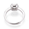 Rhodium Plated 925 Sterling Silver Micro Pave Cubic Zirconia Engagement Solitaire Adjustable Ring Settings STER-T008-13P-3