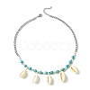Natural Shell Bib Necklace NJEW-TA00116-3