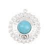 304 Stainless Steel with Synthetic Turquoise Pendants STAS-H253-01D-S-1