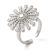 Rotatable Cubic Zirconia Flower Open Ring RJEW-Q776-05P-1