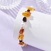 Natural Amber & Cultured Freshwater Pearl & Brass Beaded Bracelets for Women BJEW-JB13660-2