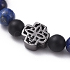 Natural Lapis Lazuli(Dyed) Beaded Stretch Bracelets BJEW-JB05026-02-3