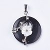 Natural Dyed & Heated Black Agate Pendants G-F546-A16-2