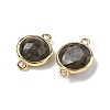 Brass Pave Natural Labradorite Faceted Flat Round Connector Charms G-U028-04G-16-2