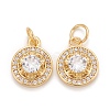Brass Micro Pave Clear Cubic Zirconia Charms KK-Z023-11G-1