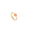 Daisy 304 Stainless Steel Enamel Open Cuff Rings for Women RJEW-M061-01G-07-1