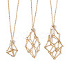 Brass Macrame Pouch Empty Stone Holder for Pendant Necklaces Making NJEW-JN04444-02-1