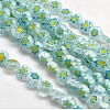 Handmade Millefiori Glass Flat Round Bead Strands X-LK-P011-18-1
