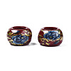 Flower Printed Opaque Acrylic Rondelle Beads SACR-S305-27-F01-2