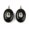 Natural Obsidian & Cubic Zirconia Pendants X-G-Z076-01G-12-1