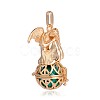 Golden Plated Brass Hollow Round Cage Pendants KK-J249-07G-2