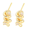 Brass Micro Pave Cubic Zirconia Stud Earring Findings KK-U015-01G-1