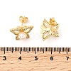Butterfly Brass Micro Pave Clear Cubic Zirconia Stud Earrings EJEW-C154-03G-5