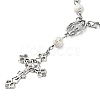 Acrylic Round with Cross Pattern Beaded Charm Bracelets for Women BJEW-JB11347-01-3