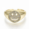 Brass Micro Pave Clear Cubic Zirconia Cuff Rings RJEW-S044-077-NF-3