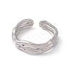 Non-Tarnish 304 Stainless Steel Twist Wave Open Cuff Ring for Women RJEW-C045-23P-2