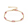 Rectangle Cubic Zirconia Chain Bracelets BJEW-G654-02G-2