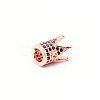 Brass Micro Pave Cubic Zirconia Beads X-ZIRC-WH0002-03RG-2